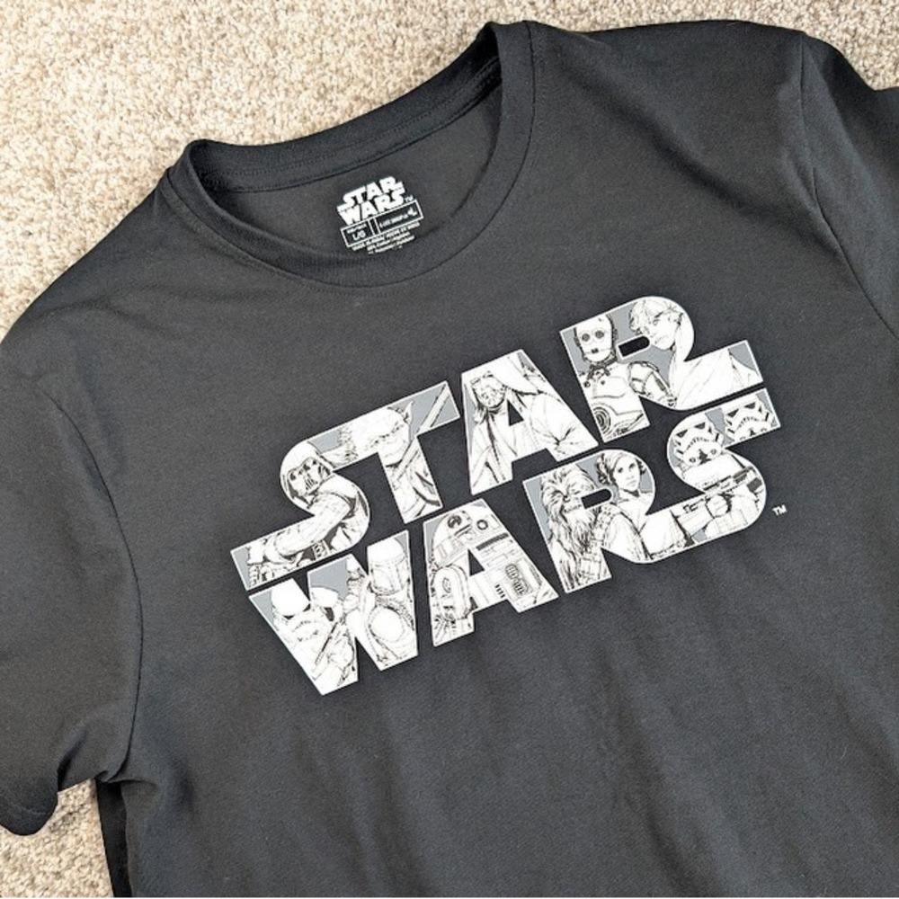 Star Wars Graphic T Shirt Black Short Sleeve Crew‎ Neck L